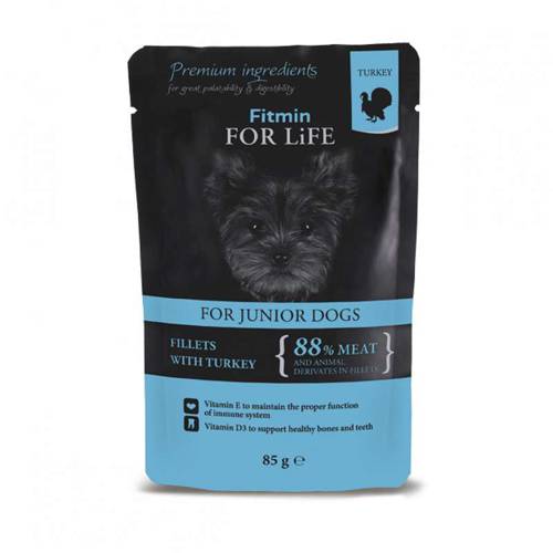 Fitmin for Life Dog Pouch Puppy indyk sos 12x85g