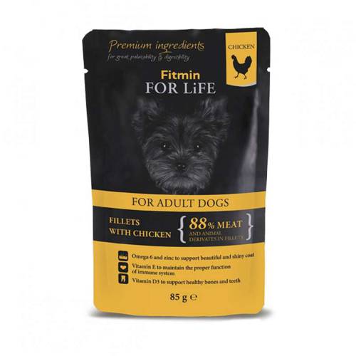 Fitmin for Life Dog Pouch Adult Kurczak z Szynką w Sosie 85g