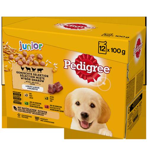 Pedigree Junior Wybór Smaków z Ryżem w Galaretce 12x100g