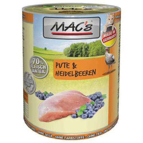 Korzystny pakiet MAC´s Cat karma dla kota, 12 x 400 g Indyk i borówka