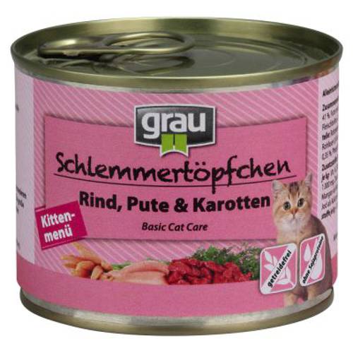 Grau Kitten Puszka dla Łasucha, wołowina, indyk i marchew 6 x 200 g