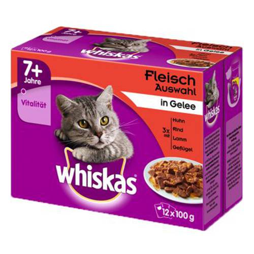 Megapakiet Whiskas Senior 7+ saszetki, 48 x 100 g Wybór dań drobiowych w galarecie