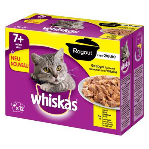Megapakiet Whiskas Potrawka Senior 7+ saszetki, 48 x 85 g Wybór drobiowy w galarecie