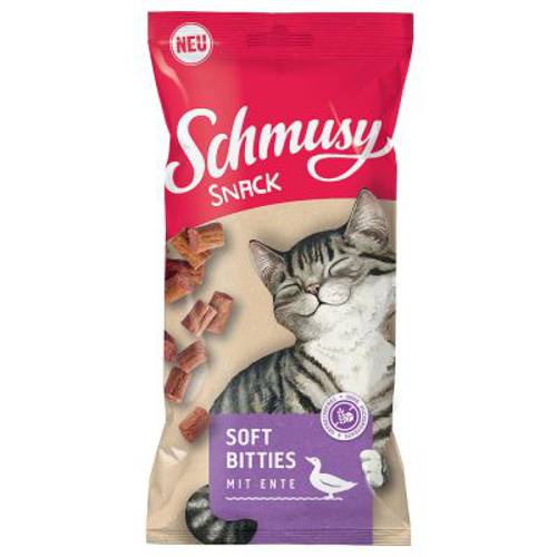 Schmusy Snack Soft Bitties, przysmaki dla kota Kaczka (16 x 60 g)