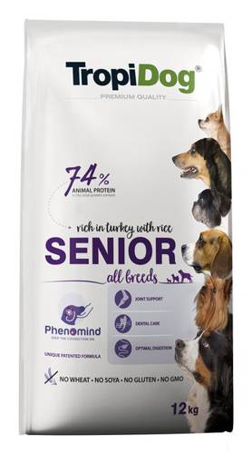 TropiDog Premium Senior Turkey Rice 12Kg