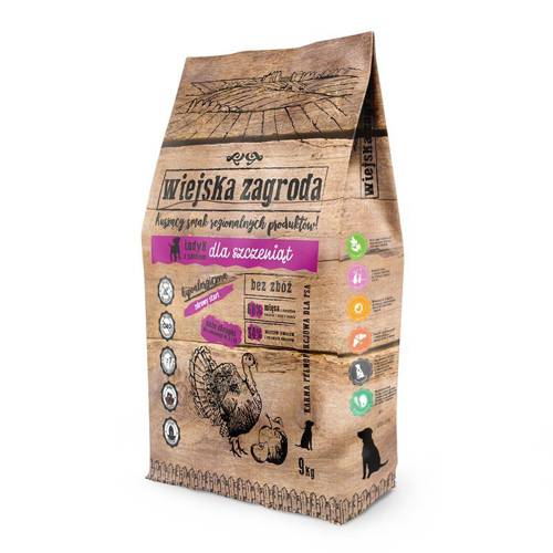 Wiejska zagroda indyk z jabłkiem dla szczeniąt 9kg + GRATIS