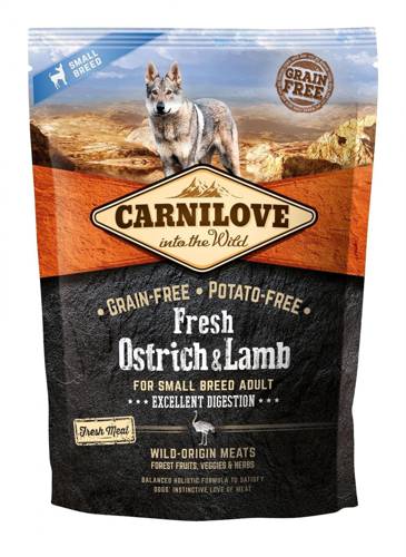 Carnilove Adult Dog Small Breed Fresh Ostrich & Lamb 2 x 1,5kg + Miarka