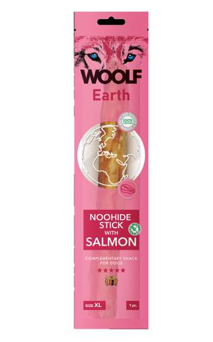 WOOLF Earth Noohide Stick z łososiem XL 85g