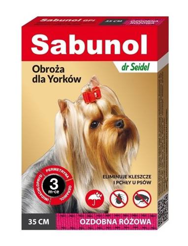Sabunol obroża przeciw kleszczom i pchłom różowa 35cm
