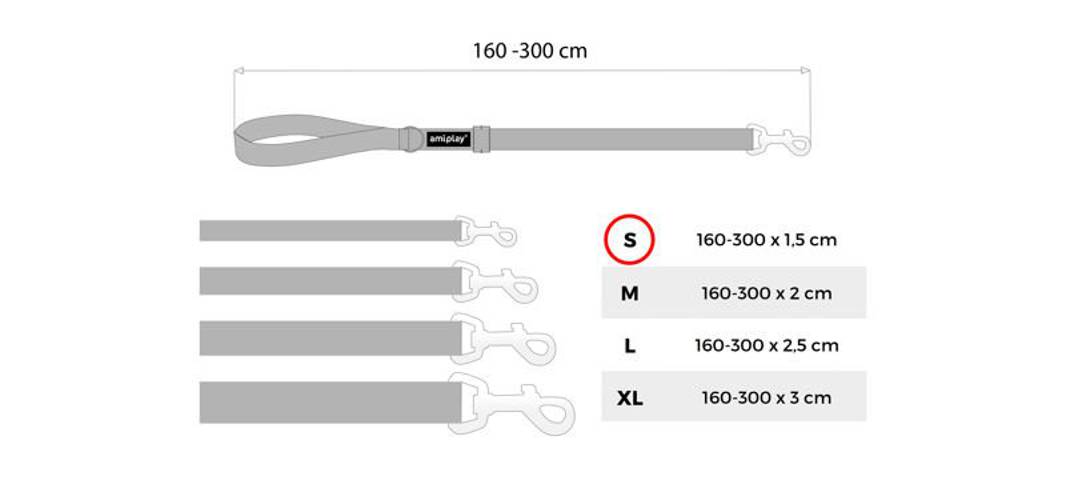 amiplay Smycz regulowana Easy Fix Cotton S Czarny