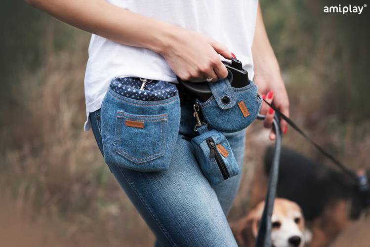 amiplay Obudowa na smycz automatyczną Denim S Niebieski