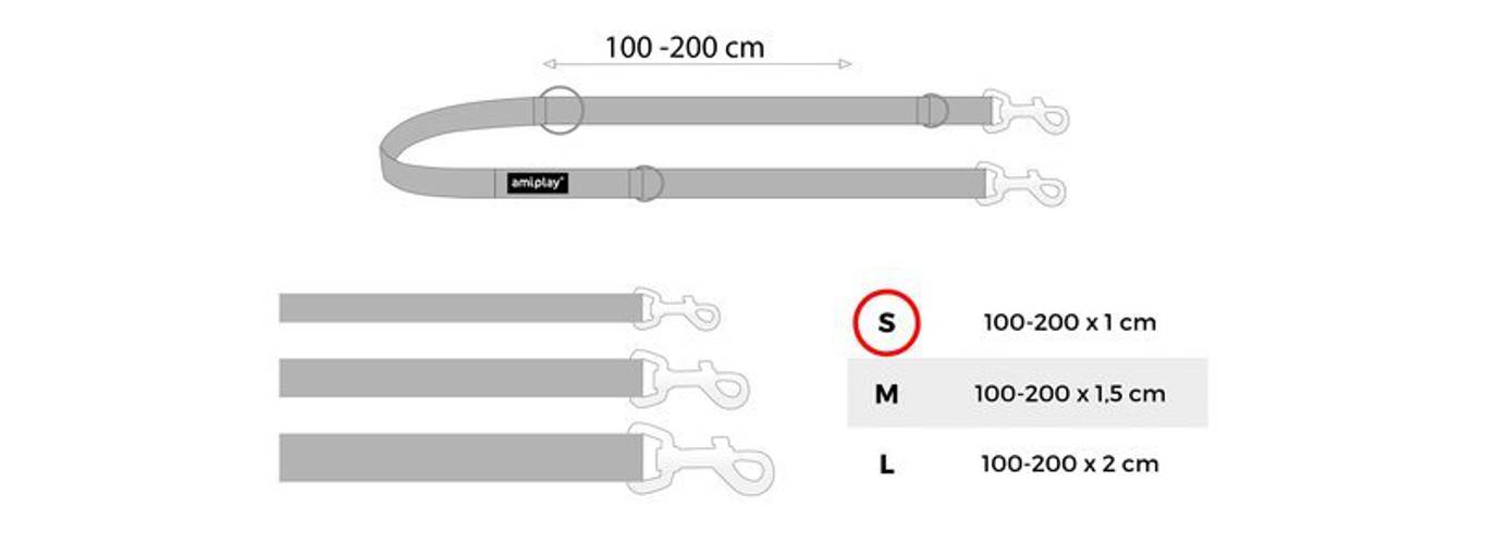 amiplay Smycz regulowana 6 in 1 Wink S Czarny