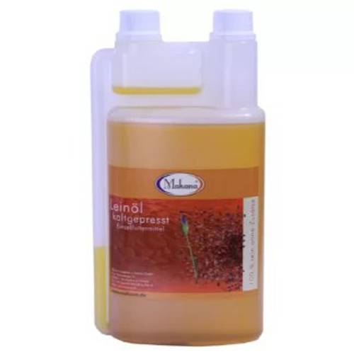 Olej lniany dla koni Makana 1l – poprawa trawienia i łagodzenie alergii