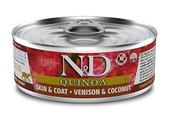 Farmina N&D Kot Quinoa Sierść i Skóra Jeleń z Kokosem 80g