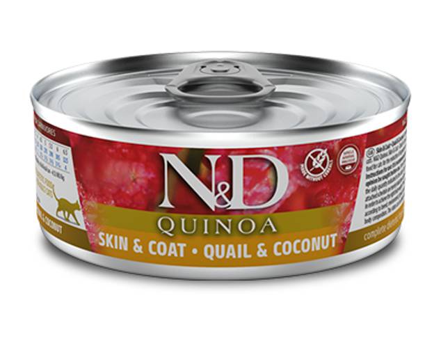 Farmina N&D Kot Quinoa Sierść i Skóra Przepiórka z Kokosem 80g