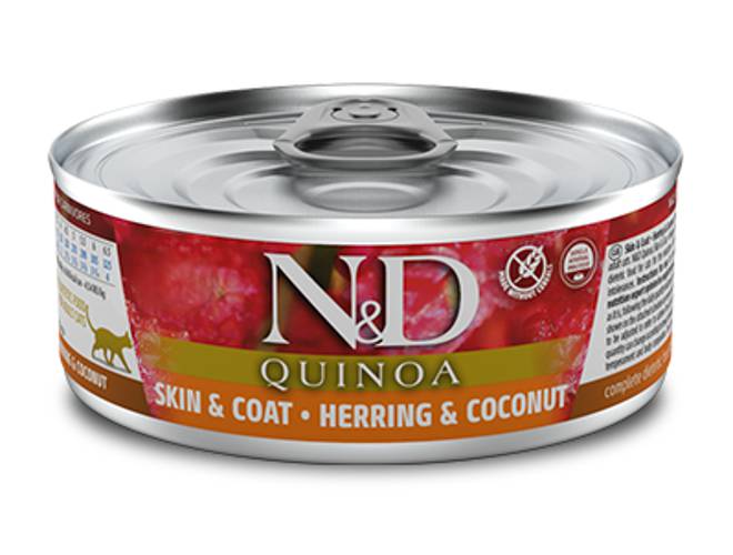 Farmina N&D Kot Quinoa Sierść i Skóra Śledź z Kokosem 80g