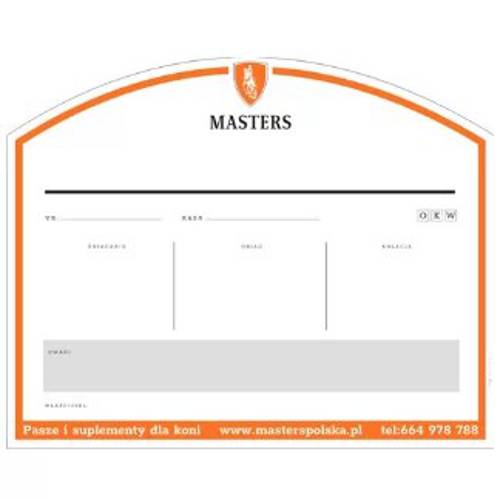 Logowana tabliczka na boks – zmywalna - Masters
