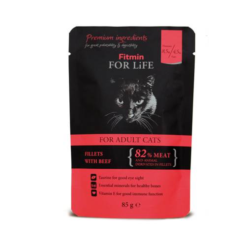 FITMIN Cat For Life Pouch Adult Beef 85g
