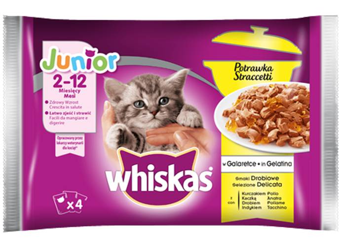 WHISKAS Junior Potrawka Smaki Drobiowe 4x85g