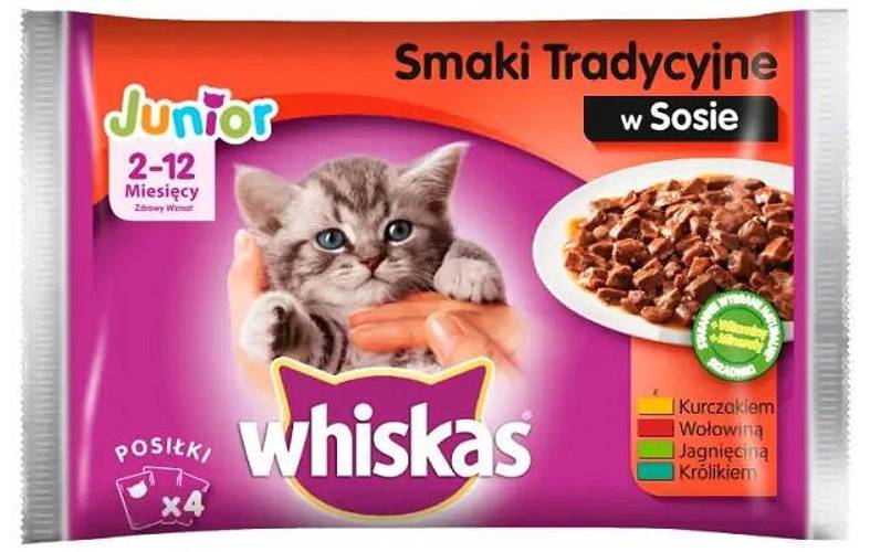Whiskas Junior Mięsne Dania w sosie saszetki 4x100g