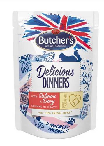 Butcher's Classic Delicious Dinner z Łososiem i Doradą w sosie 100g