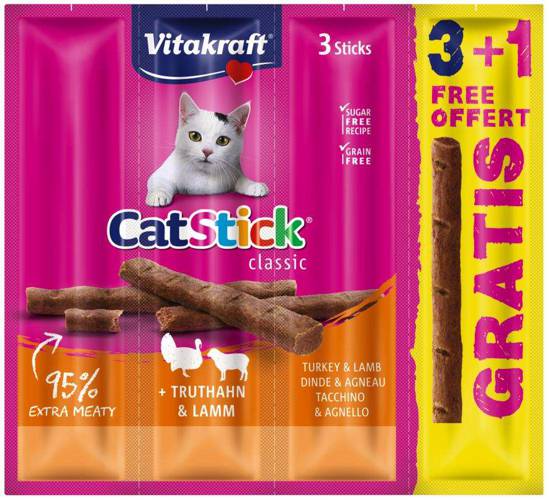 Vitakraft Cat Stick Mini Indyk i Jagnięcina 3+1 GRATISDomyślny opis krótki