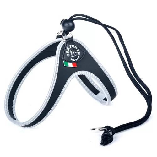 Szelki Regulowane Na Plecach Czarne Z Odblaskiem - Tre Ponti