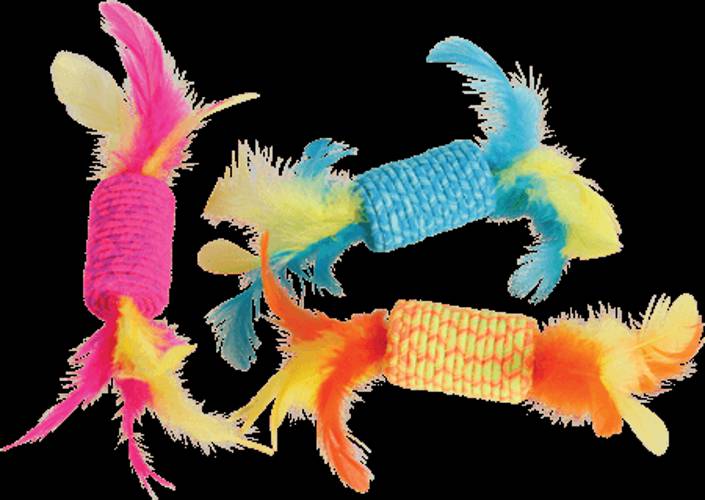 ZABAWKA DLA KOTA CUKIEREK Z PIÓRKAMI ELASTYCZNY