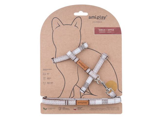 Szelki + smycz dla Kota London S brązowe