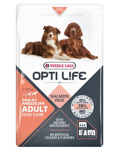 VERSELE-LAGA Opti Life Adult Skin Care Medium&Maxi dla ras średnich i dużych z wrażliwą skórą 12,5 kg