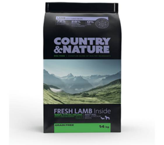 COUNTRY&NATURE Lamb with Turkey Recipe. Karma dla psów ras małych i średnich - jagnięcina z indykiem. Opakowanie 14 kg