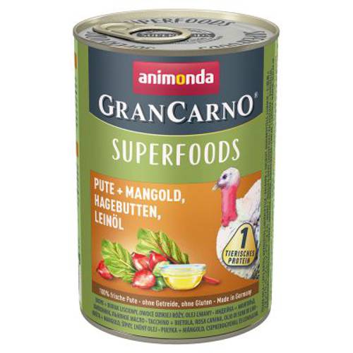 Animonda GranCarno Adult Superfoods, 6 x 400 g Jagnięcina, amarantus, żurawina, olej z łososia