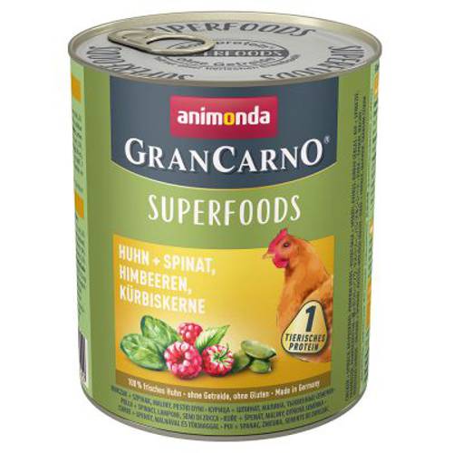Animonda GranCarno Adult Superfoods, 6 x 800 g Indyk, burak liściowy, owoce dzikiej róży, olej lniany
