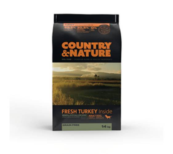 COUNTRY&NATURE Turkey with Vegetables Recipe. Karma dla psów ras małych - indyk z warzywami. Opakowanie 14 kg