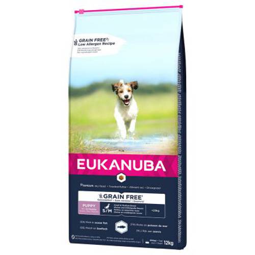 Eukanuba Grain Free Puppy Small/Medium Breed, łosoś 3 kg