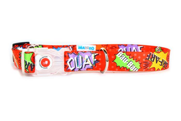 Obroża Klamra LED - Graffiti Czerwona 0551 25MM 85CM 38-65CM