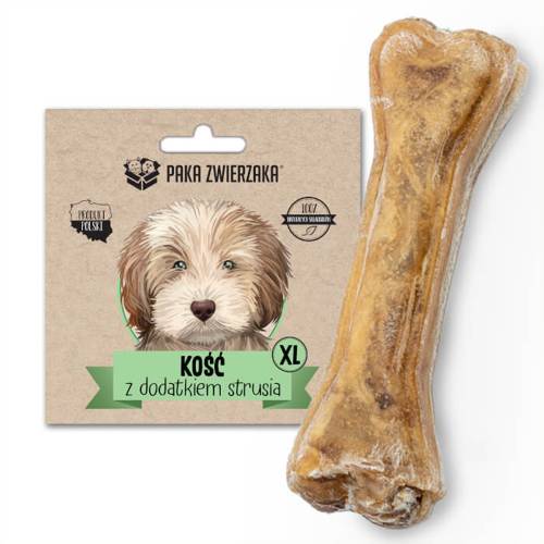 Kość do żucia z dodatkiem strusia 17 cm (XL)