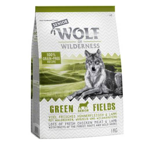 Wolf of Wilderness Senior Green Fields, jagnięcina 2 x 12 kg