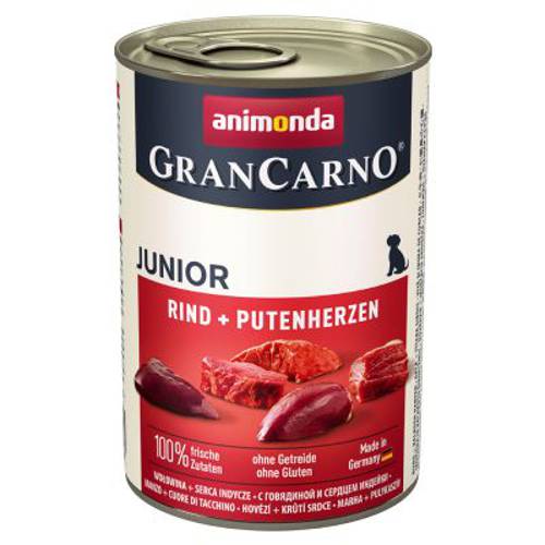 Animonda GranCarno Original Junior, 6 x 400 g Wołowina z sercami indyczymi