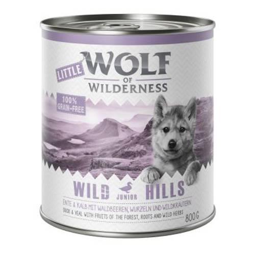 Little Wolf of Wilderness Junior, 6 x 800 g Wild Hills, kaczka i cielęcina