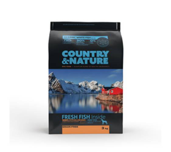 COUNTRY&NATURE Oceanic White Fish Recipe. Karma dla psów ras średnich i dużych - ryby białe morskie. Opakowanie 3 kg