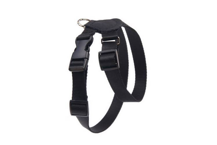 Szelki ze skórą -  Czarne 0800LED 25MM 40-60CM