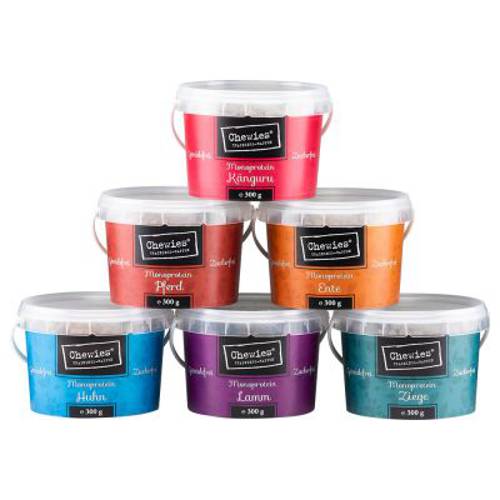 Pakiet mieszany Chewies Monoprotein przysmak treningowy dla psa 6 x 300 g (6 smaków)