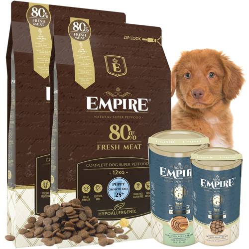 EMPIRE Hipoalergiczna Karma Dla Szczeniaków i Juniorów Dużych Ras 24kg + 2 PRZYSMAKI GRATIS!