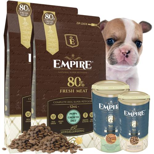 EMPIRE Hipoalergiczna Dla Szczeniaków i Juniorów Małych Ras 24kg + 2 PRZYSMAKI GRATIS!