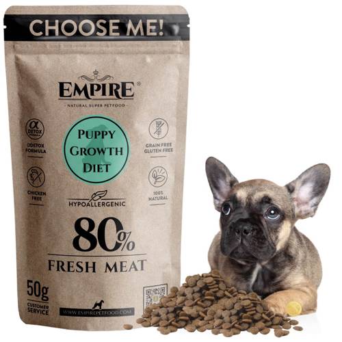 EMPIRE Hipoalergiczna Karma dla Szczeniaków i Juniorów Buldoga Francuskiego50g NA PRÓBĘ