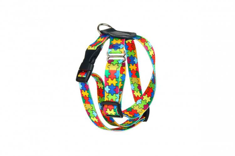 Szelki ze skórą - Puzzle 0807 LED 25MM 40-60CM