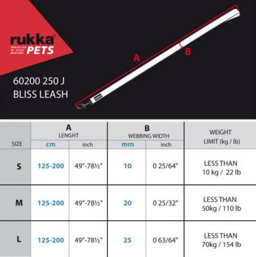 Rukka® smycz dla psa Bliss, czarna M, dł. x szer.: 200 cm x 20 mm