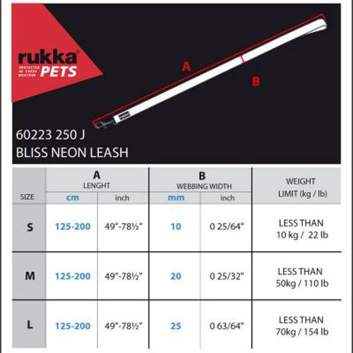 Rukka® Bliss Neon smycz, żółta Roz. M, dł. x szer.: 200 cm x 20 mm