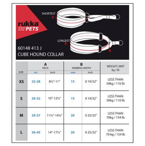Rukka® Cube obroża dla psa, czarna XS, obwód szyi: 22-28 cm, szer.: 15 mm